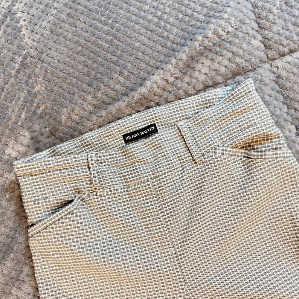 Hilary Radley Womens Black White Micro Check Straight Leg Dress Pants Small S/CH
